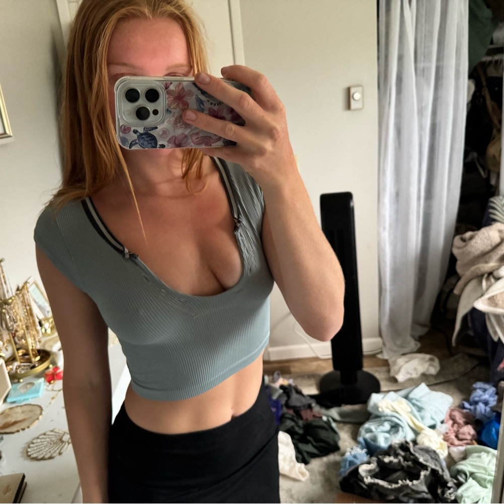 Urban Outfitters Green Fitted Crop Tank Top